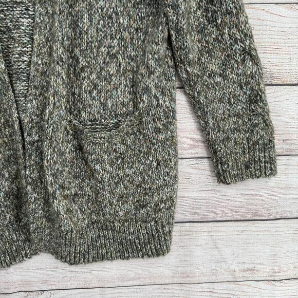 Lucky Brand Open Front Cardigan Sweater Womens Large Green Brown - Picture 5 of 10